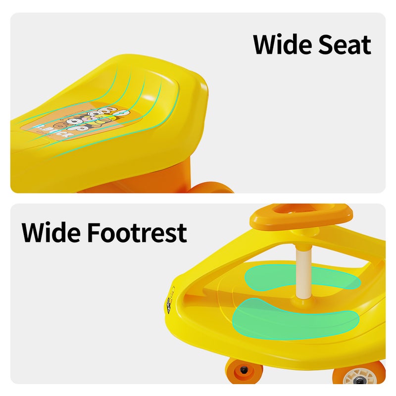 B.Duck - Ride-On Twist Car for Kids, 360° Steering, Indoor & Outdoor, Yellow, 3-8 Y - Image 3